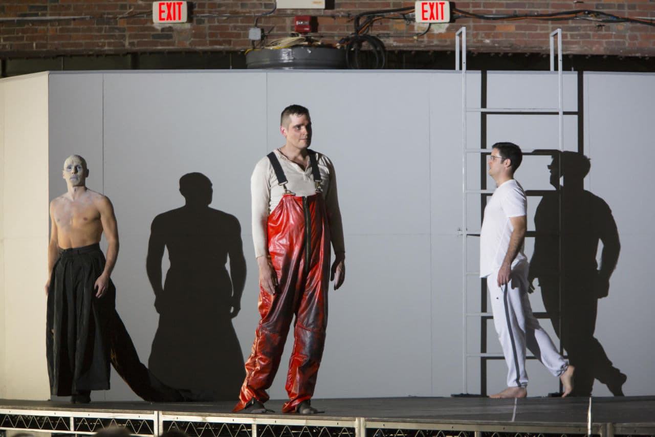 A scene from The Boston Lyric Opera's rehearsal performance of "In the Penal Colony," which opens Wednesday at the Cyclorama in Boston's South End. (Courtesy of T Charles Erickson/The Boston Lyric Opera)