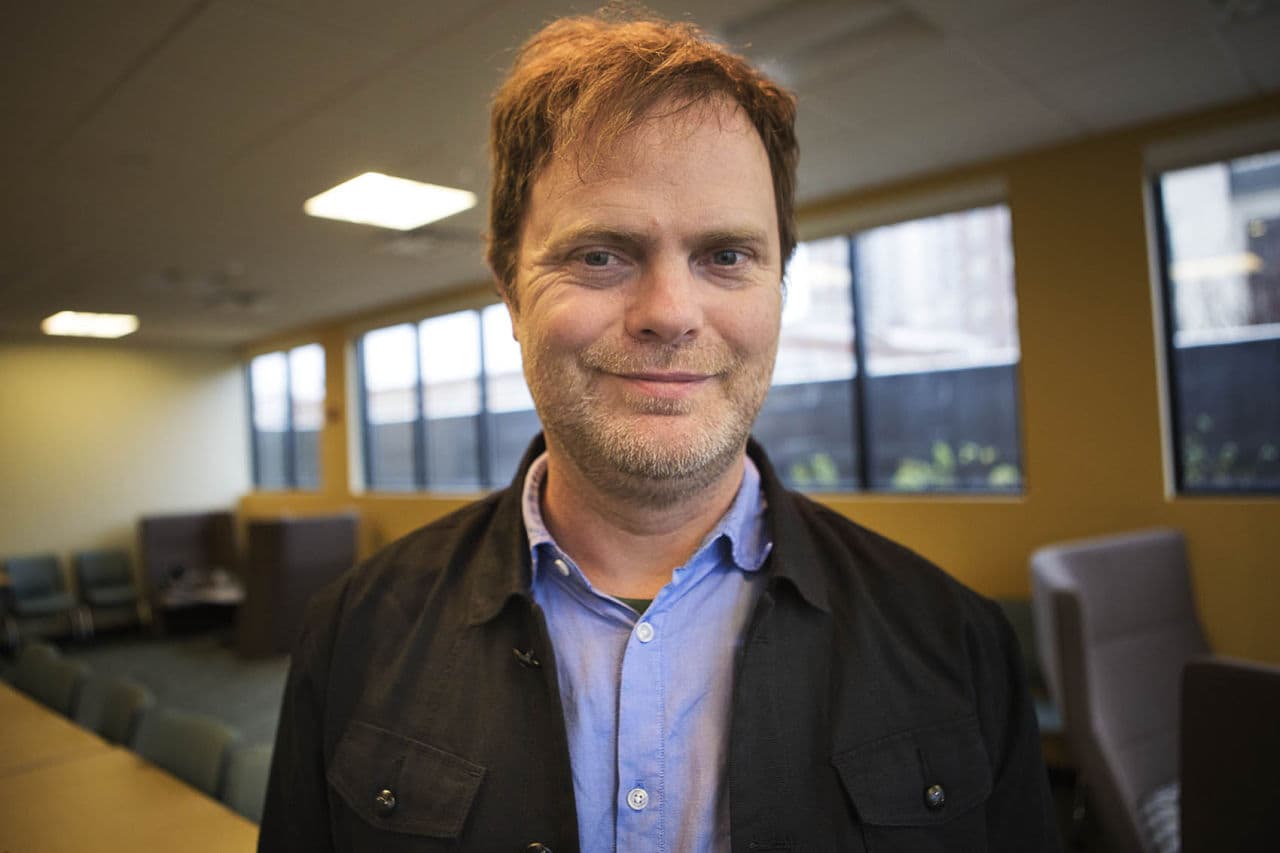 Rainn Wilson at the WBUR studios. (Jesse Costa/WBUR)