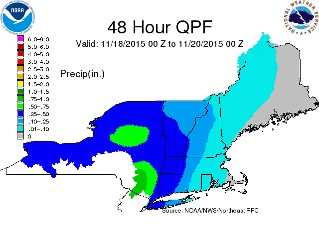 Rainfall totals expected Thursday. (Courtesy of NOAA)