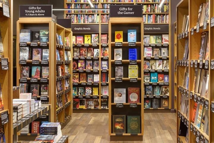 The interior of the new Amazon Books store in Seattle. (Courtesy Amazon / NPR News)