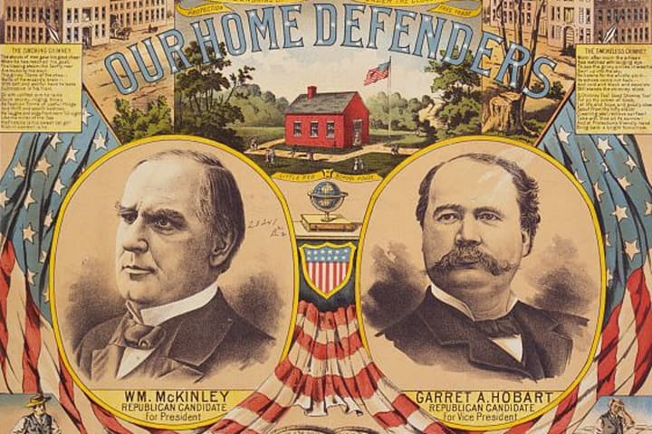 An archival image of a McKinley - Hobart Presidential Campaign Poster from 1896. (Public Domain / WikiCommons)
