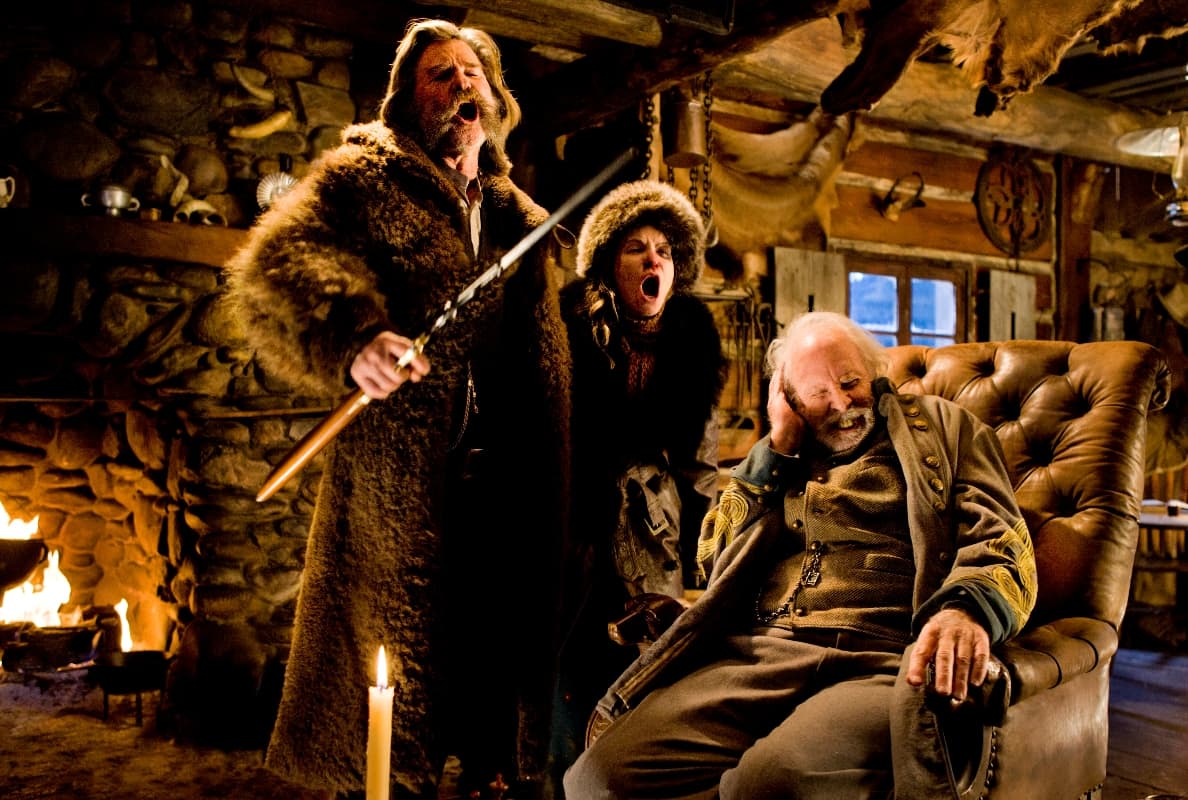 Kurt Russell, Jennifer Jason Leigh and Bruce Dern in "The Hateful Eight." (Courtesy Andrew Cooper/The Weinstein Company)