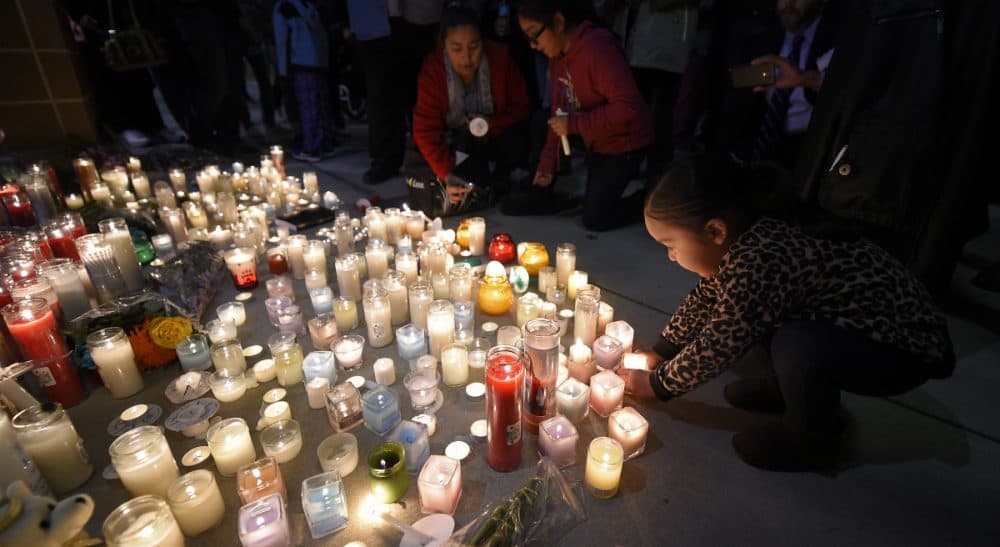 Susan Reed: &quot;Proffering peace requires stepping away instead of provoking, contemplating instead of venting, and testing fears against reality before reengaging.&quot; Pictured: Trinity Cuellar, 2, puts a candle down at a candlelight vigil at San Manuel Stadium, Thursday, Dec. 3, 2015, in San Bernardino, Calif. for multiple victims of a shooting that took place at a holiday banquet on Wednesday. (Mark J. Terrill/AP)