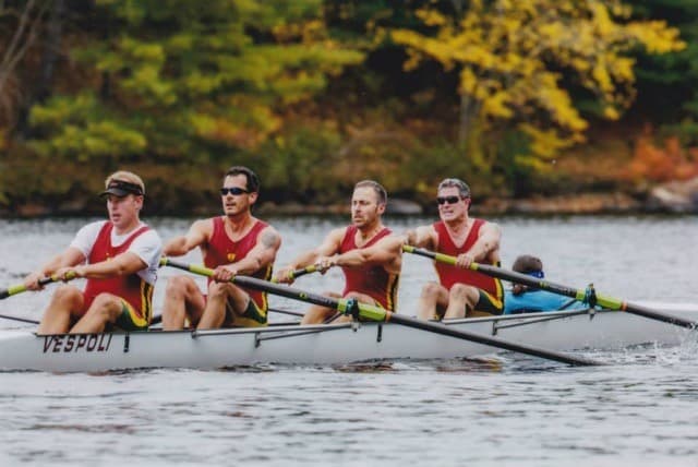 Frank Soldo, far right, rowing. (Courtesy Robert van de Graaff)