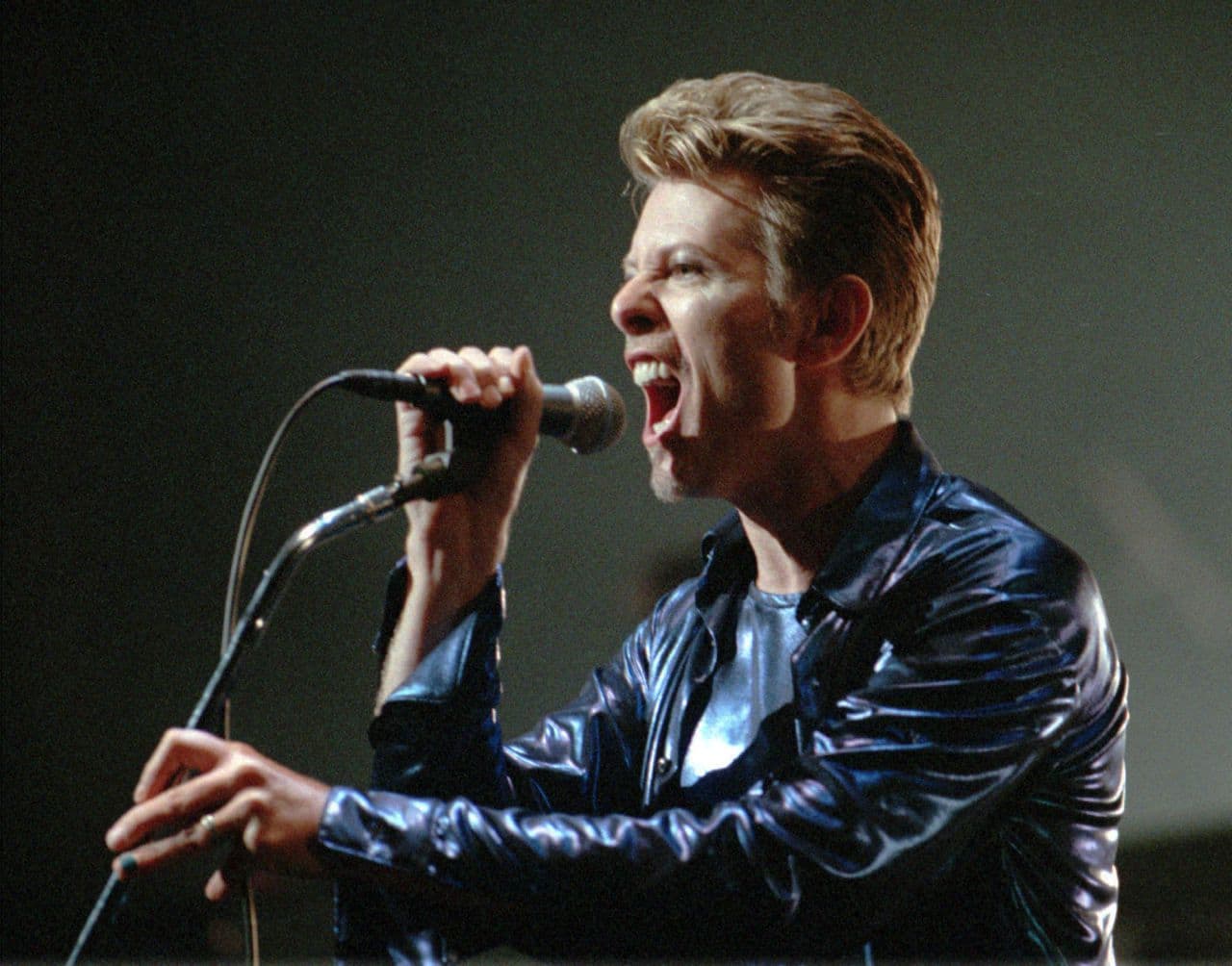 David Bowie sings during a concert appearance in Hartford, Conn. in September 1995. (Bob Child/AP)
