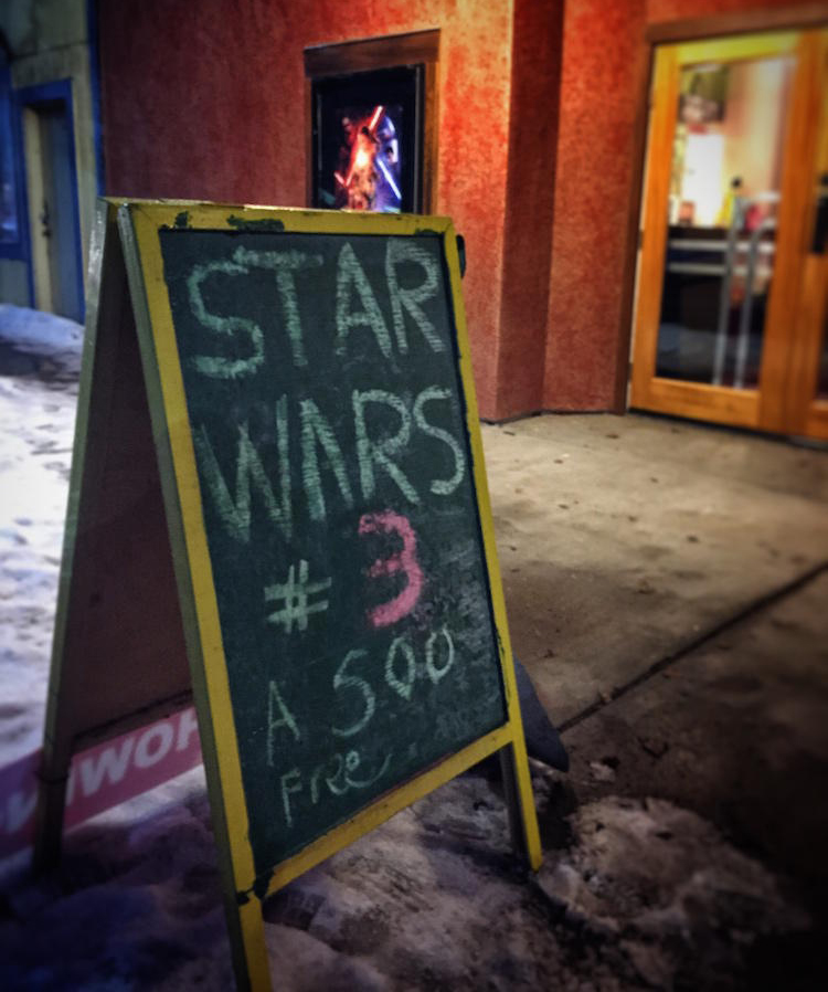 To get ready for the premier of Star Wars in Burns, Oregon, the Desert Historic Theatre has been playing the old Star Wars movies for free. (Anna King/Northwest News Network)