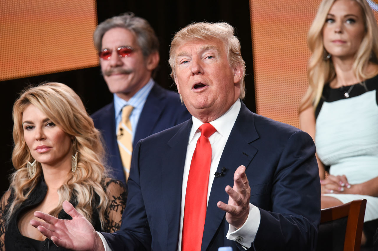 Brandi Glanville, from left, Geraldo Rivera, Donald Trump, and Kate Gosselin participate in the "The Celebrity Apprentice" panel at the NBC 2015 Winter TCA in January 2015. (Richard Shotwell/Invision/AP)