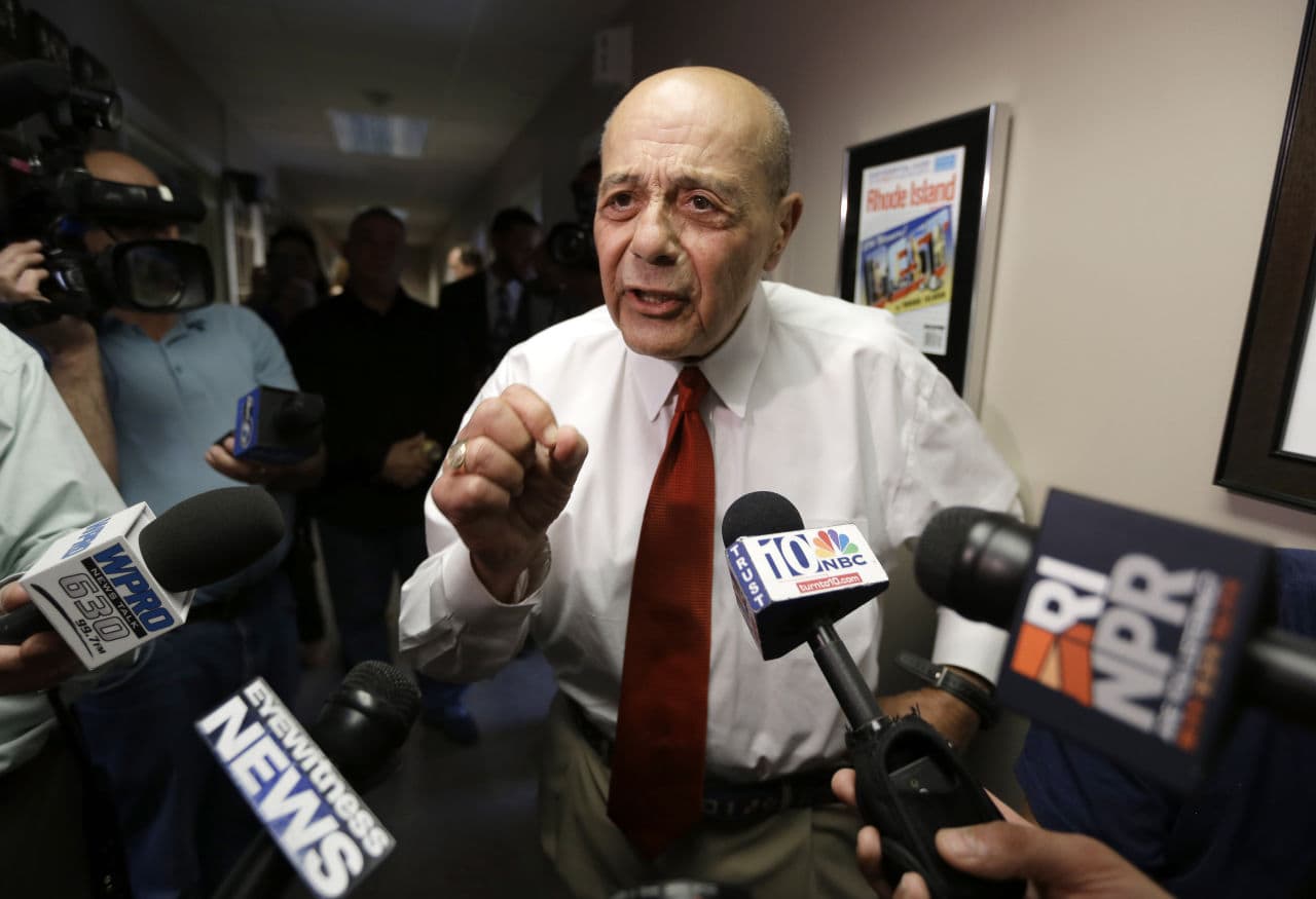 Cianci speaks with reporters moments after announcing on June 25, 2014, that he would run again for mayor of Providence, R.I. (Steven Senne/AP)