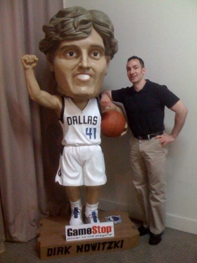 Alexander Global's Todd Goldenberg with a lifesized bobble of Dirk Nowitzki. (Courtesy Photo)