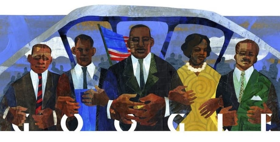 Ekua Holmes' "Google Doodle" for Martin Luther King Jr. Day in 2015. (Courtesy of Google)