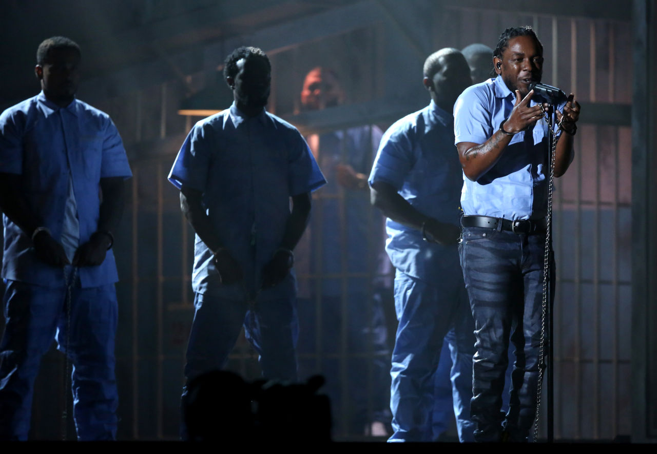 Kendrick Lamar performs at the 58th annual Grammy Awards. (Matt Sayles/Invision/AP)