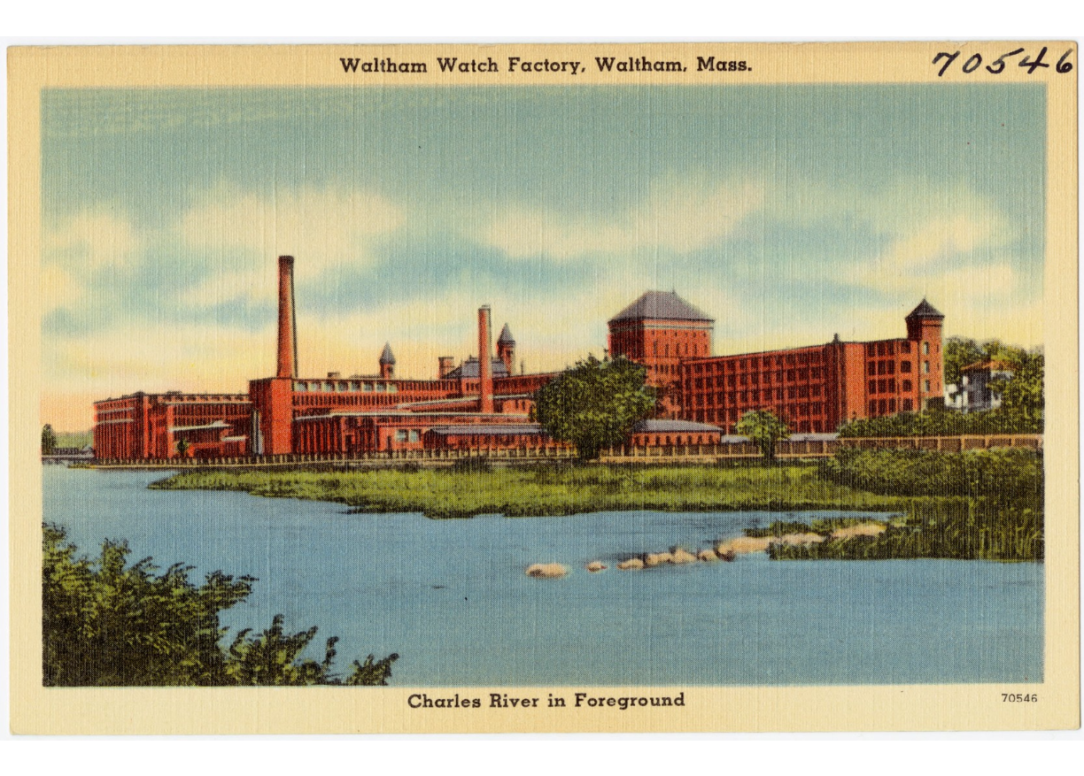 A postcard showing the Waltham Watch Factory circa 1930-'45. (Digital Commonwealth)