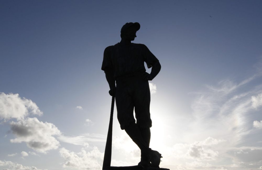 These days, Casey at the Bat stands outside Space Coast Stadium in Viera, Florida. (Credit: Paul Sancya/AP)