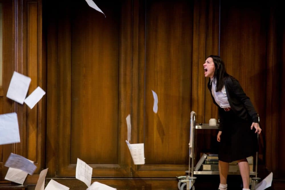 Hara Yannas, as Julia, blowing off some steam in &quot;1984.&quot; (Courtesy Ben Gibbs/American Repertory Theatre)