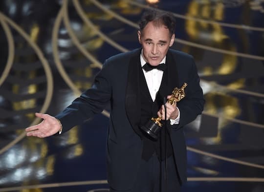 Mark Rylance accepts the award for best actor in a supporting role for "Bridge of Spies." (Chris Pizzello/Invision/AP)