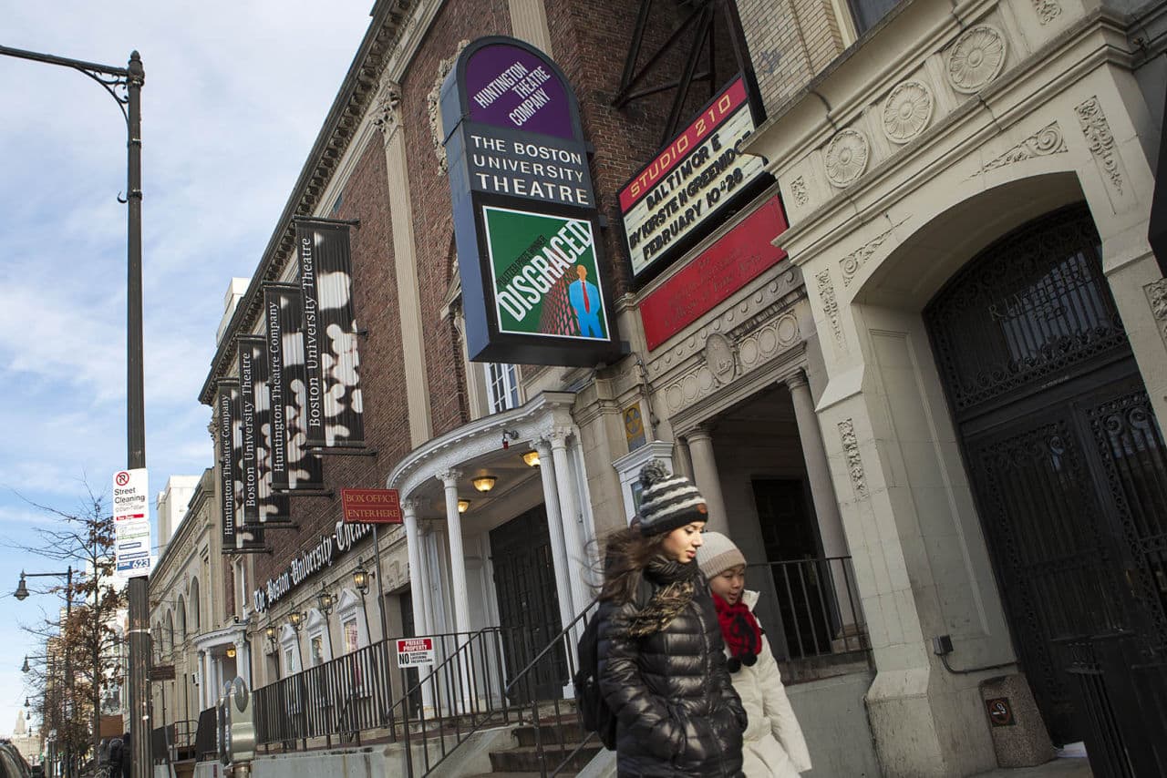 The Huntington Theatre Company has been staging productions at the BU Theatre on Huntington Avenue for 34 years. BU announced Monday it had sold the theater, as well as two adjoining buildings. (Jesse Costa/WBUR)