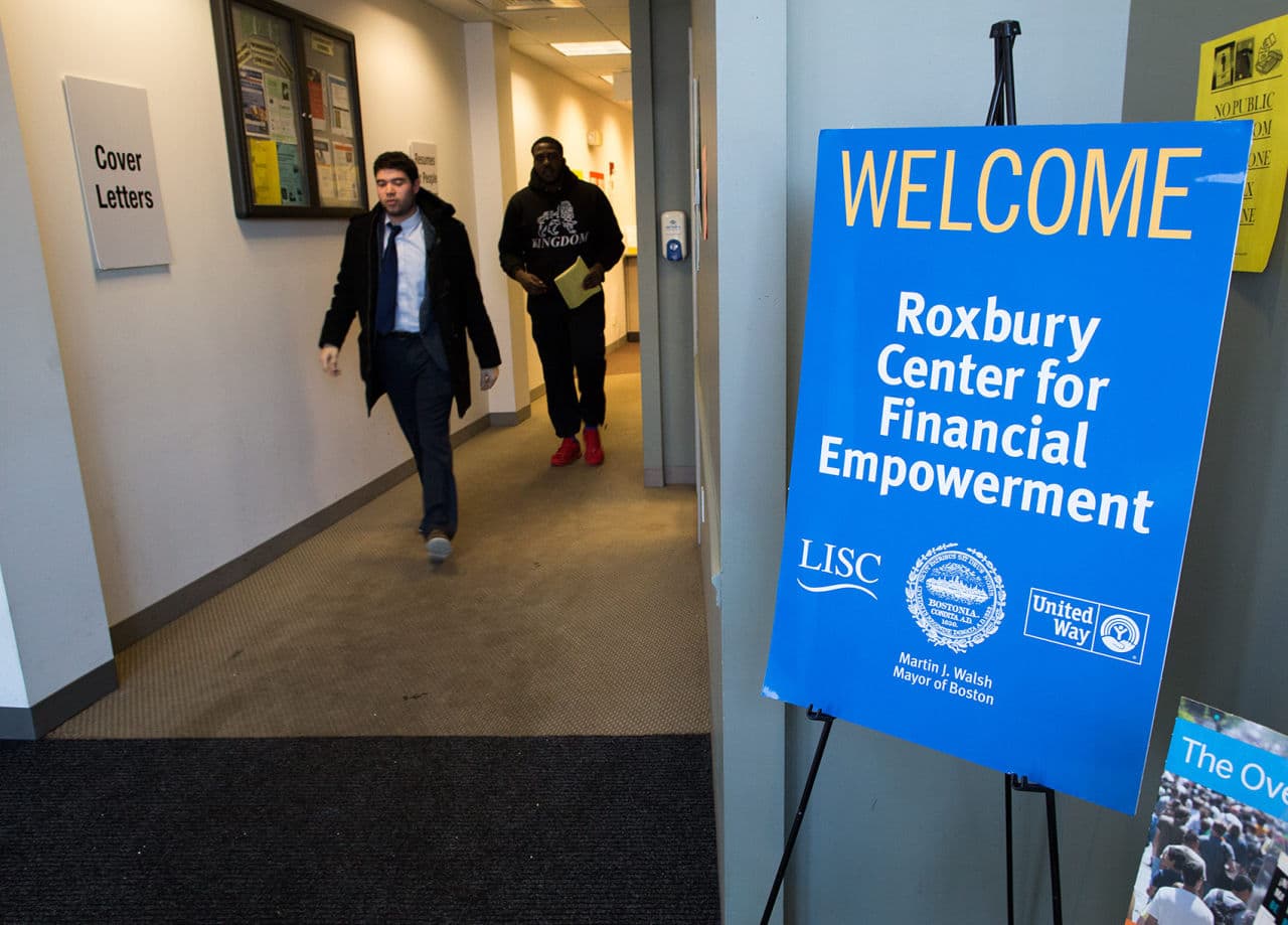 The Children's Savings Account program is run by the Office of Financial Empowerment. The city's Roxbury OFE office is seen in this April 2015 file photo. (Robin Lubbock/WBUR)