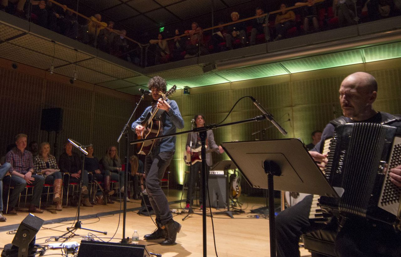 Will Dailey performs at Calderwood Hall at the Isabella Stewart Gardner Museum as part of the Rise music series. (Joe Difazio for WBUR)