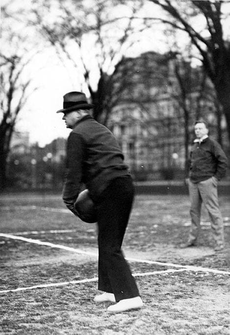 Hoover and the Medicine Ball Cabinet played Hoover-Ball nearly everyday while he was in office. (Public Domain)