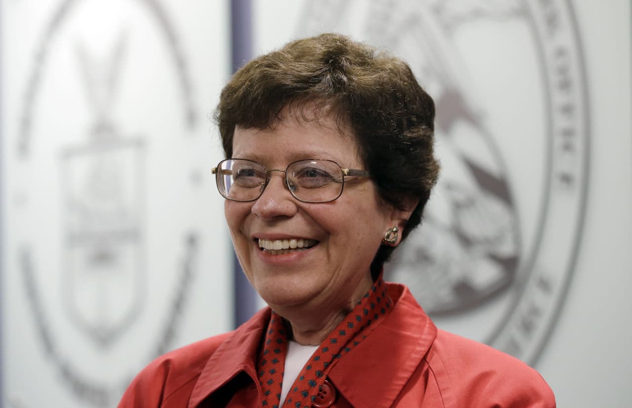 Acting United States Commerce Secretary Rebecca Blank smiles at a news conference for the opening of the U.S. Patent and Trademark Office's first satellite location in Detroit, Friday, July 13, 2012. The U.S. Patent and Trademark Office's first satellite location outside of Washington, D.C., is expected to help entrepreneurs in Michigan get patent approvals more quickly. (AP Photo/Paul Sancya)