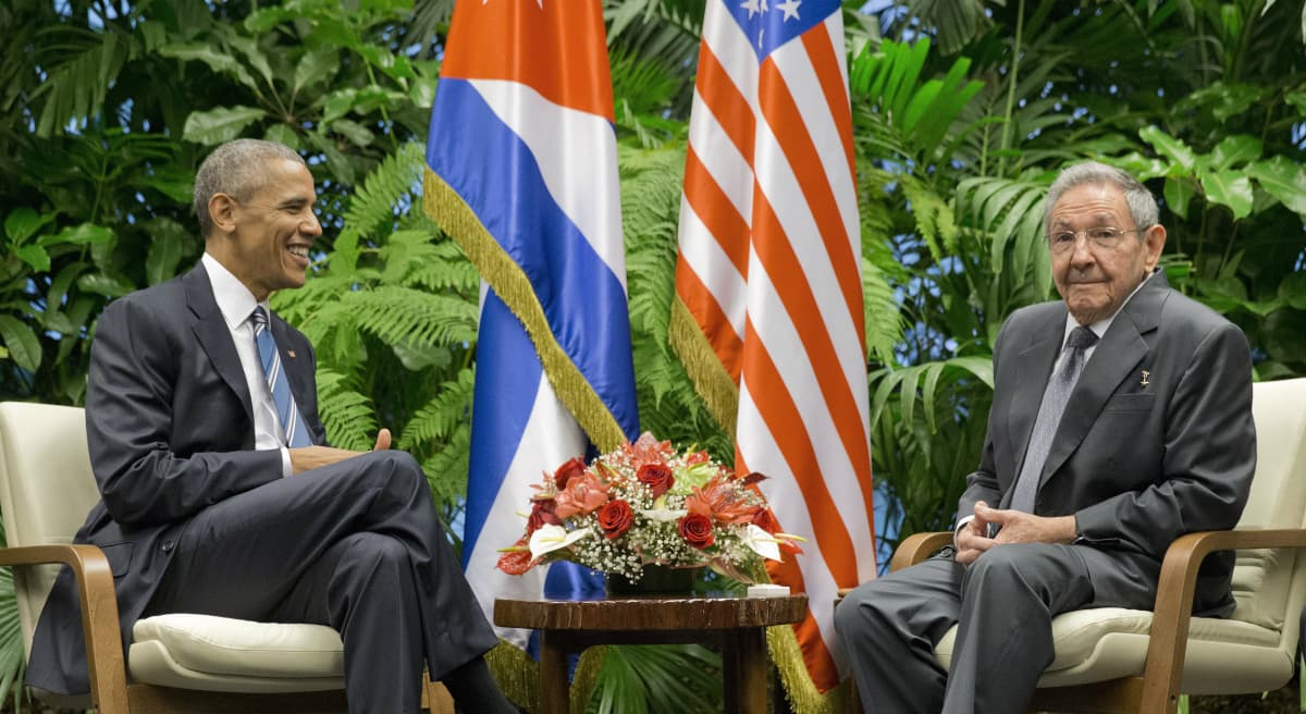 President Obama meets with Cuban President Raul Castro at the Palace of the Revolution, Monday, March 21, 2016 in Havana, Cuba. (Pablo Martinez Monsivais/AP)