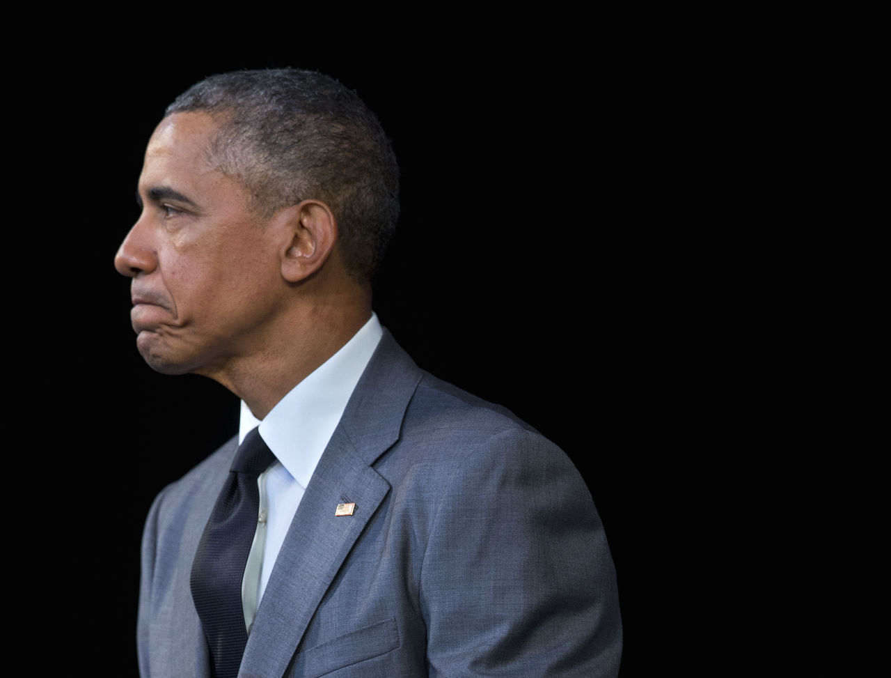 President Barack Obama pauses as he speaks about the Brussels attack while visiting Havana on Tuesday, March 22, 2016. (Pablo Martinez Monsivais/AP)