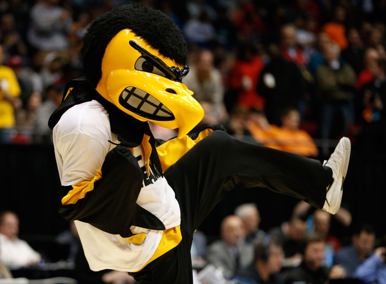 Herky and the Iowa Hawkeyes easily downed the Temple Owls in the NCAA Tournament. (Gregory Shamus/Getty Images)