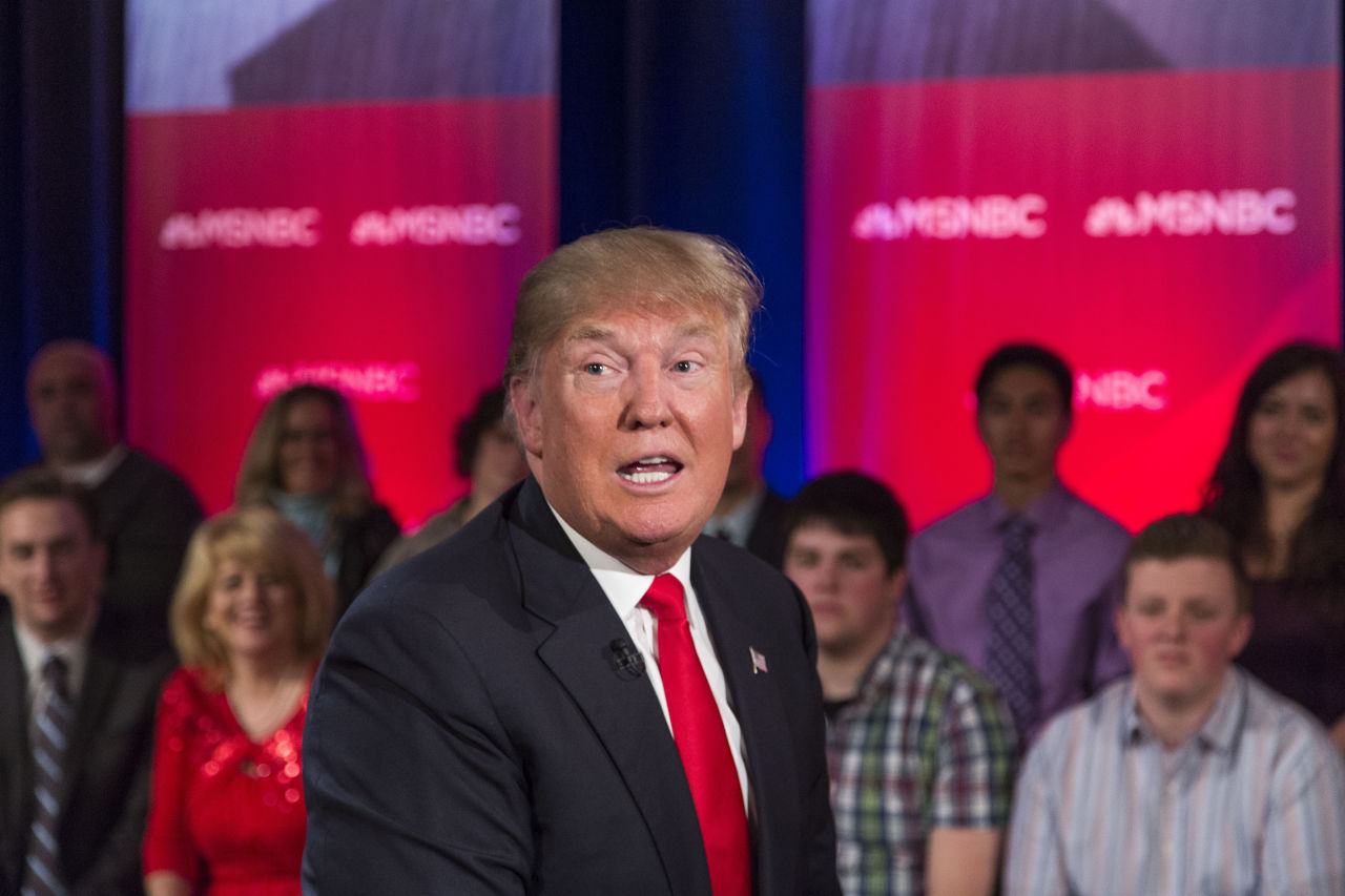 Republican Presidential candidate Donald Trump films a town hall meeting for MSNBC with Chris Matthews at the Weidner Center located on the University of Wisconsin Green Bay campus on March 30, 2016 in Green Bay, Wisconsin. Candidates are campaigning ahead of the Wisconsin primary on April 5. (Tom Lynn/Getty Images)