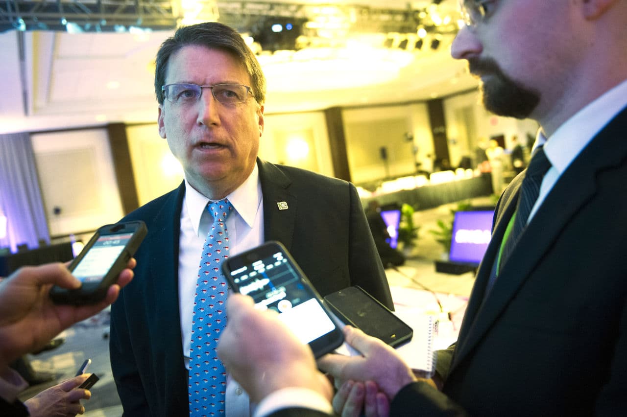 North Carolina Gov. Pat McCrory, seen here on Feb. 20, has signed into law a bill blocking anti-discrimination rules that would protect gay and transgender people. (Cliff Owen/AP)