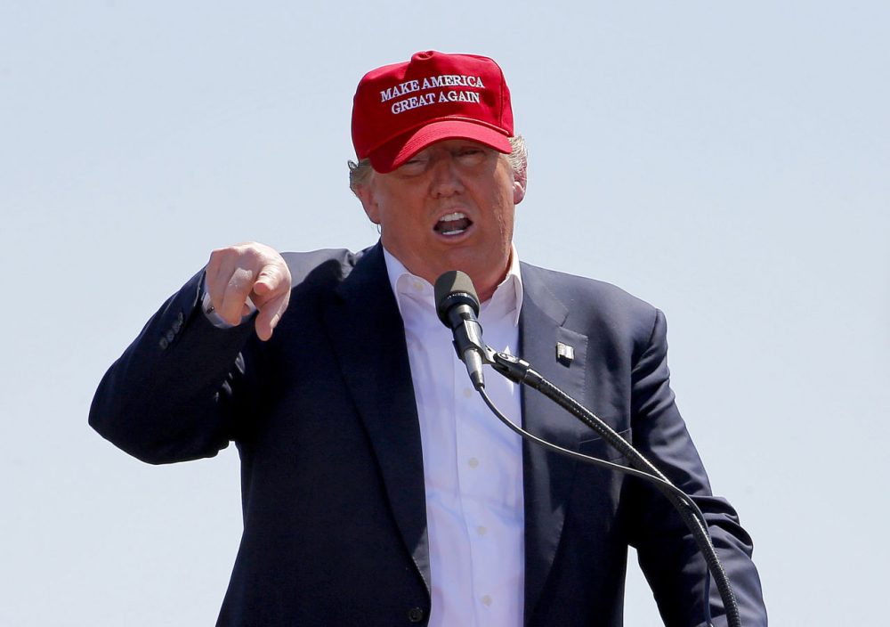 FILE - In this March 19, 2016 file photo, Republican presidential candidate Donald Trump speaks during a campaign rally Saturday, March 19, 2016, in Fountain Hills, Ariz. Donald Trump promises to Make America Great Again. George Wallace said he would Stand up for America. The 2016 Republican presidential front-runner doesnt say hes following the 1960s playbook of the Alabama segregationist, a four-time presidential hopeful.(AP Photo/Matt York, File)