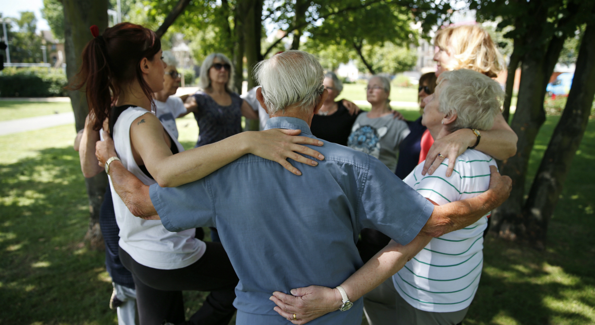 Janet Banks: "My husband and I asked ourselves: How do we want life in our 70s to be?" Pictured: A parkour class for those over 60 gathers in a London park. (Lefteris Pitarakis/AP)