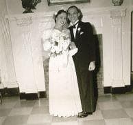 Jirina and Reinhold Schumann on their wedding day, 1948. (Courtesy Edie Ravenelle)