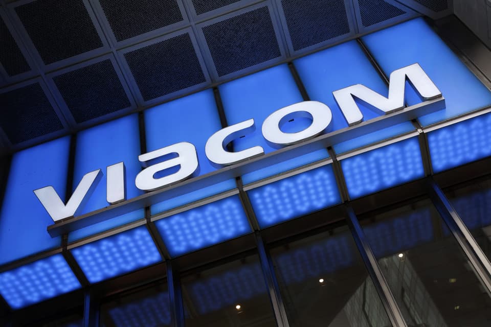 In this file photo, the Viacom logo adorns the mass media company's headquarters, Wednesday, Dec. 2, 2015, in New York. (AP Photo/Mark Lennihan)