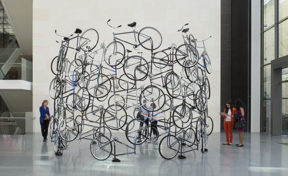 A sculpture by the Chinese artist and activist Ai Weiwei entitled &quot;Forever&quot; in the central hall of the MFA. (Courtesy Museum of Fine Arts, Boston)