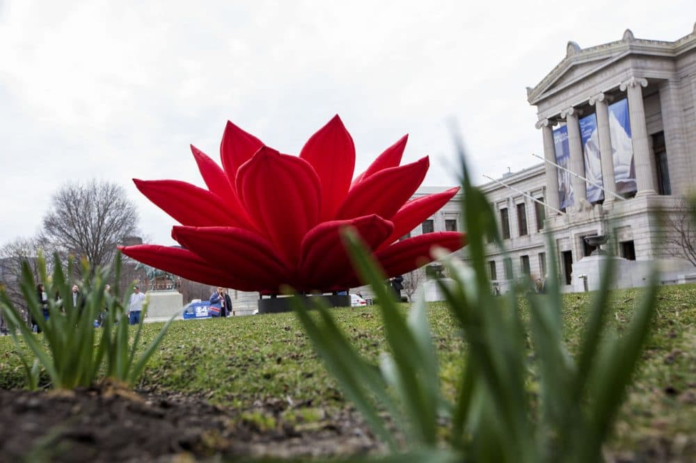 Artist Choi Jeong Hwa says his &quot;Breathing Flower&quot; lures people from the street into the museum. (Jesse Costa/WBUR)