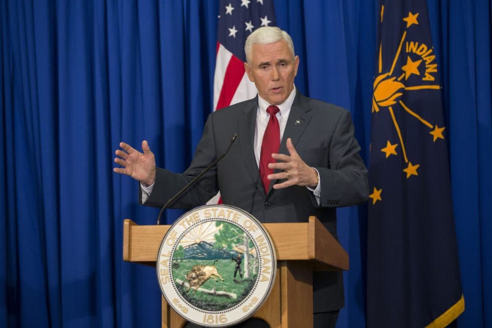 Women are trolling Indiana Gov. Mike Pence in a social media campaign called "Periods for Pence," to protest a recent abortion law, that would require women to cremate or bury fetal remains. (Aaron P. Bernstein/Getty Images)