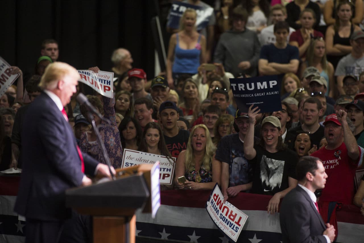 Republican presidential candidate Donald Trump speaks at a campaign rally on April 25, 2016 at West Chester University in West Chester, Pennsylvania. Pennsylvania will vote in the primary election April 26, 2016. (Jessica Kourkounis/Getty Images)