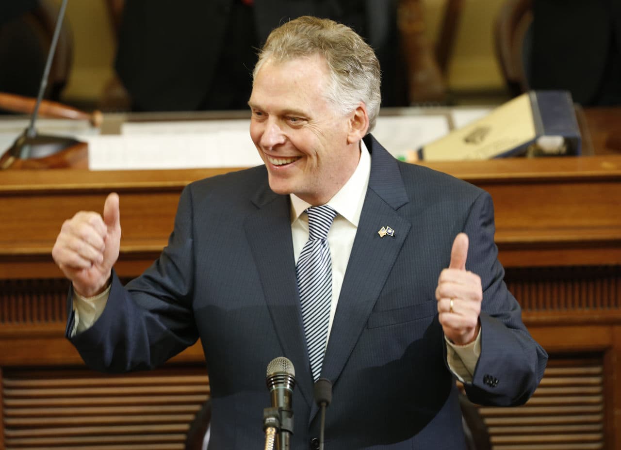 In this Jan. 13, 2016 photo, Virginia Gov. Terry McAuliffe gestures as he delivers his State of the Commonwealth Address at the Capitol in Richmond, Va. (Steve Helber/AP)
