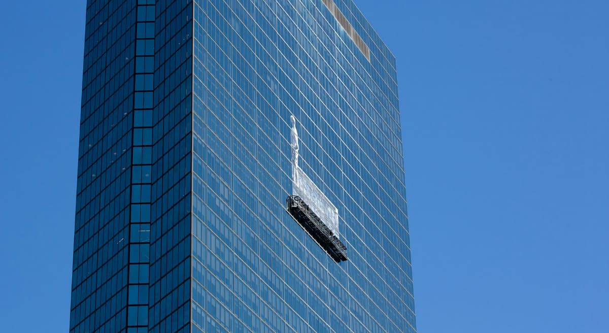 Anita Diamant: "Now I see the former Hancock Tower as a stunning canvas, shimmering blue or grey in answer to the seasonal sky, waiting for a new image to materialize." (Jesse Costa/WBUR)