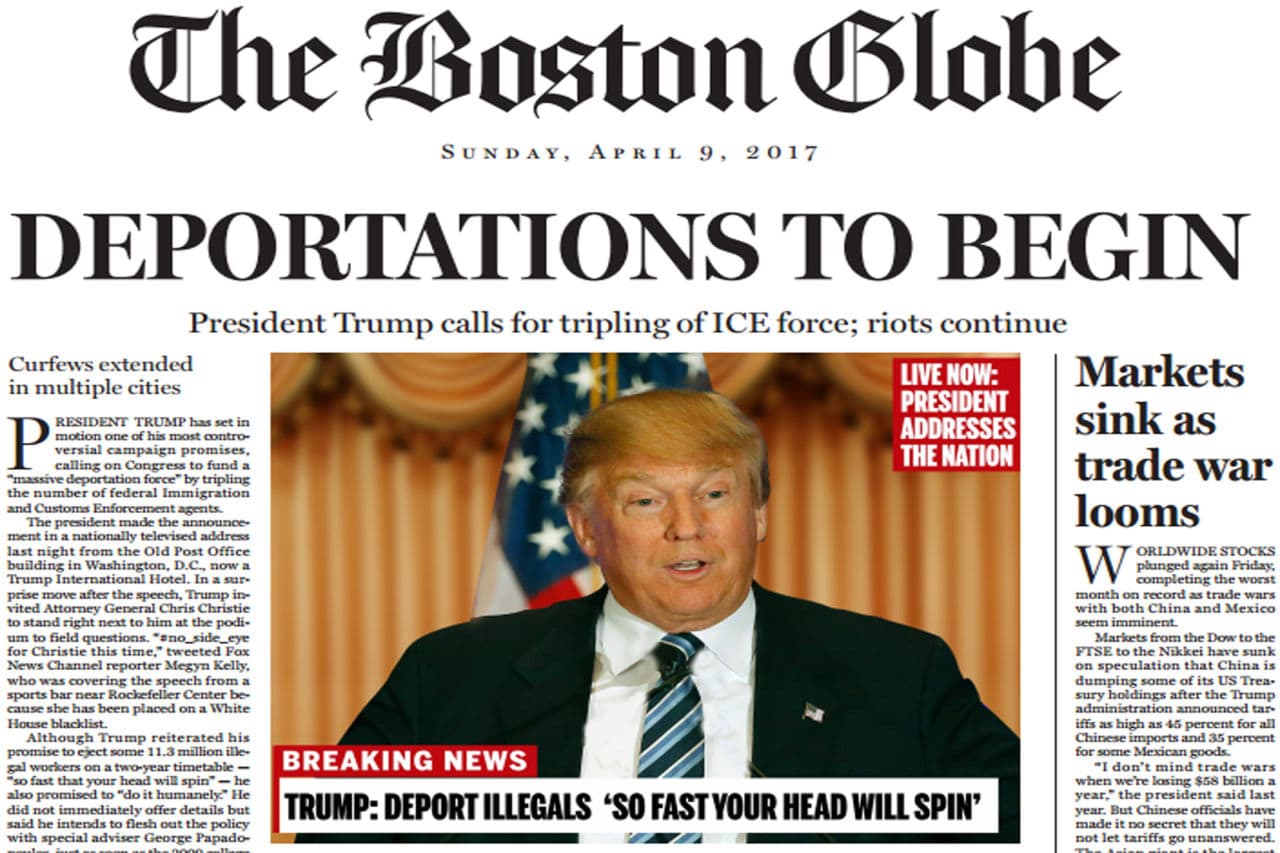 The Boston Globe Imagines — And Rejects — A President Trump Front Page