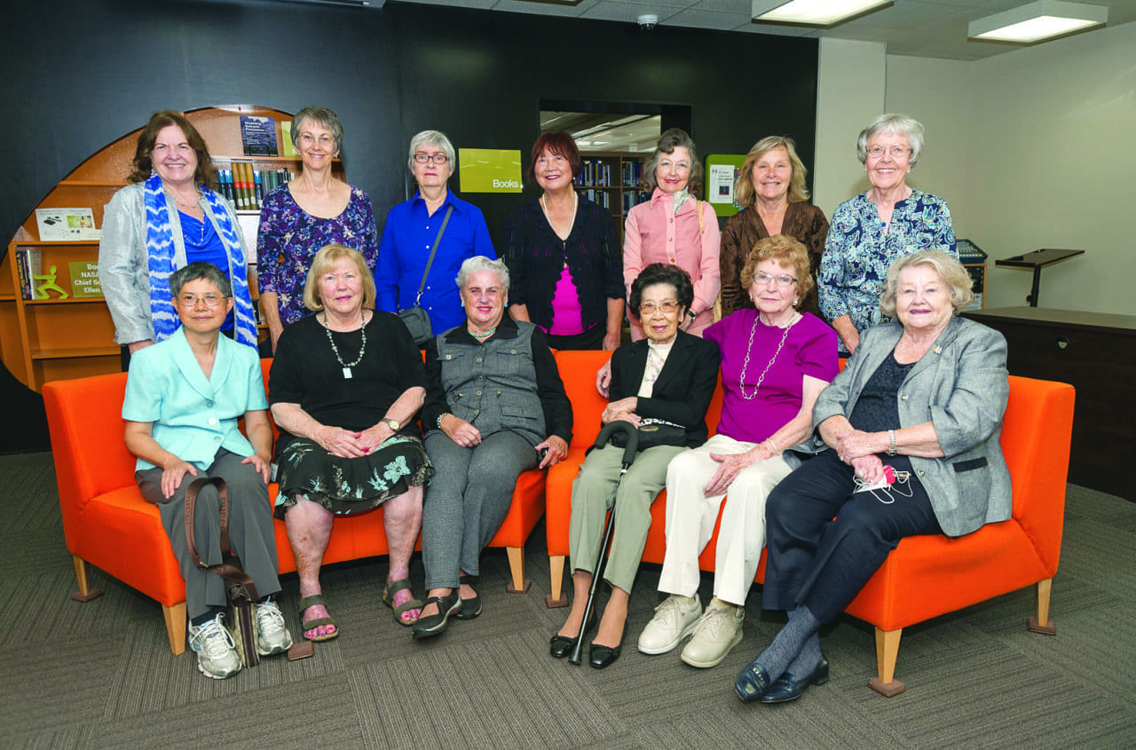 The computers in 2013. Standing, from left: Nancy Key, Sylvia Miller, Janet Davis, Lydia Shen, Georgia Dvornichenko, Margie Brunn, Kathryn Thuleen. Seated, from left: Victoria Wang, Virginia Anderson, Marie Crowley, Helen Ling, Barbara Paulson, Caroline Norman. (Courtesy Nathalia Holt)
