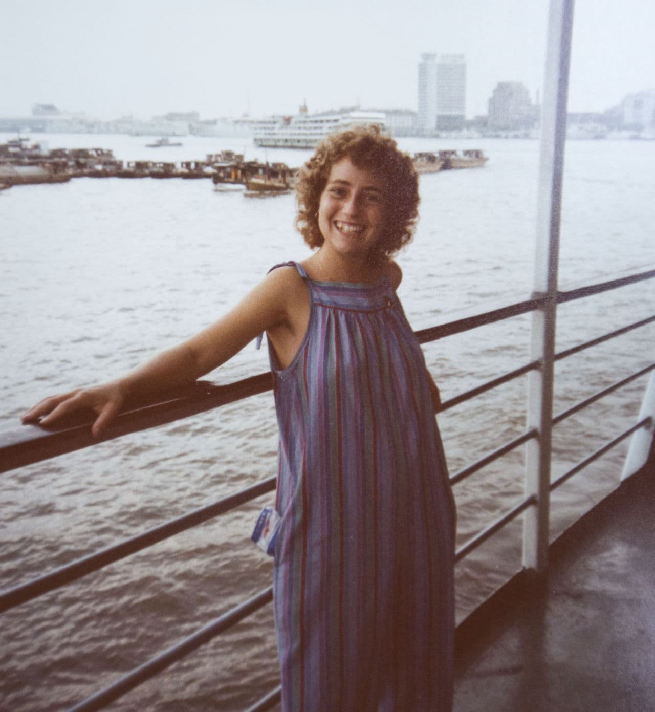 Caroline Reeves on a Huangpu River Cruise in June of 1986, shortly after this story took place. (Courtesy of Caroline Reeves)