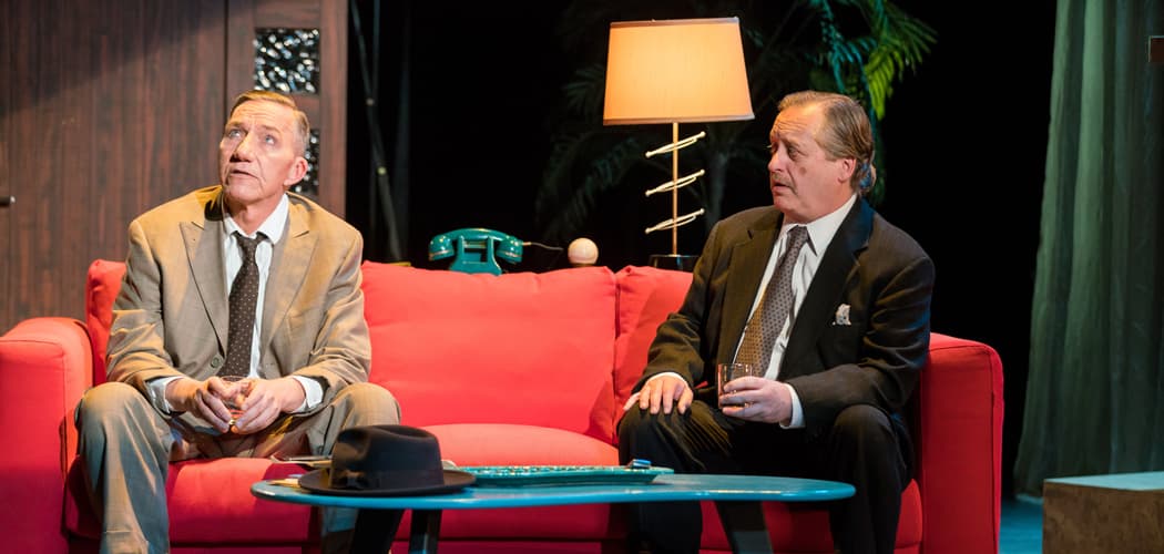 Alexander Cook (left) is New York City police detective Mark McPherson and Steven Barkhimer is Waldo Lydecker in Stoneham Theatre's production of "Laura." (Courtesy Nile Hawver/Nile Scott Shots)
