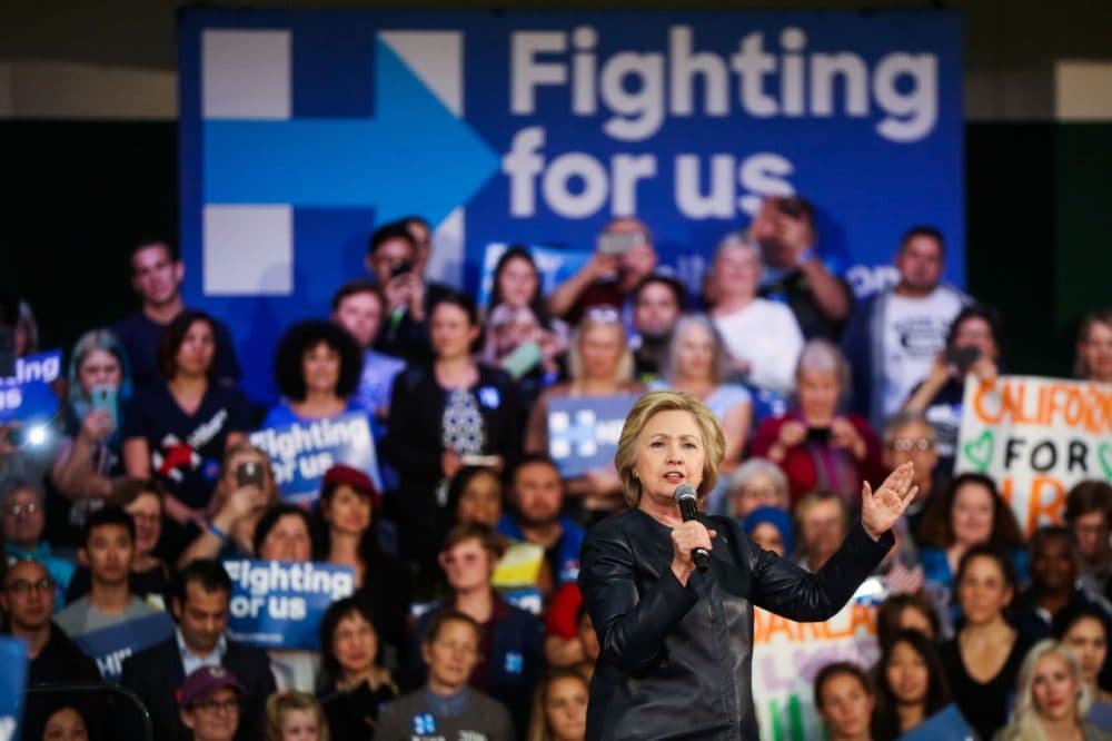 Democratic presidential candidate Hillary Clinton speaks to supporters during a rally in Oakland, California, on May 6, 2016.  (Gabrielle Lurie/AFP/Getty Images)