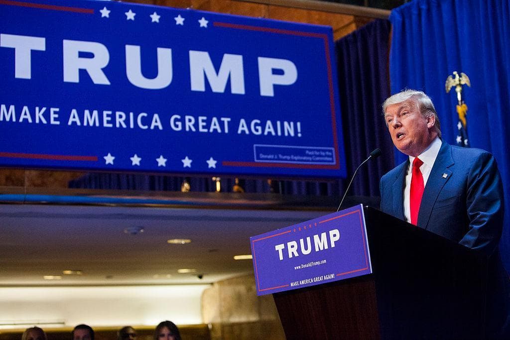 On June 16, 2015, business mogul Donald Trump gave a speech to announce his candidacy for the U.S. presidency at Trump Tower in New York City. (Christopher Gregory/Getty Images)