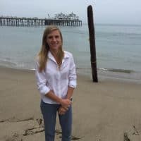 Maggie Hill speaks with Jeremy Hobson on a beach in Malibu, California. (Jeremy Hobson/Here & Now)