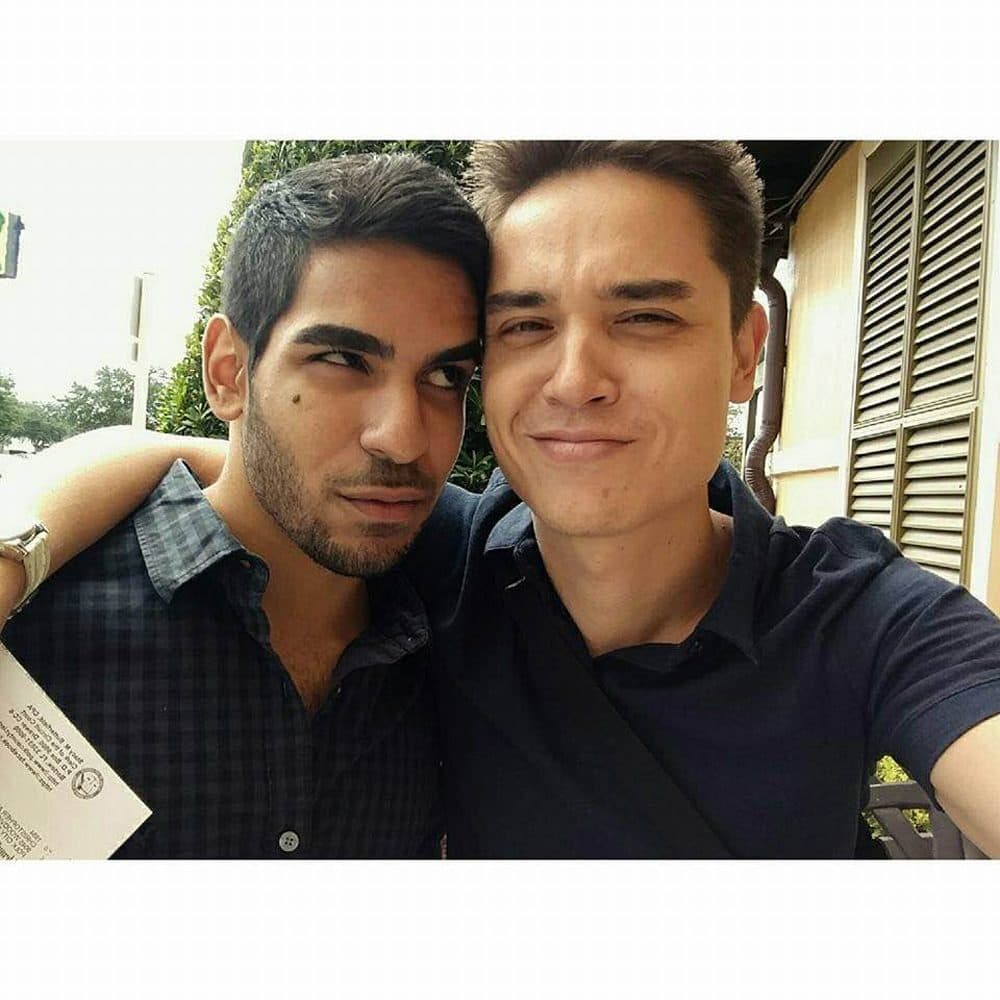 Christopher Andrew Leinonen, right, one of the people killed in the Pulse nightclub in Orlando, Florida, on Sunday, June 12, 2016. He stands here with his partner Juan Guerrero. (Courtesy/Michael Farmer)