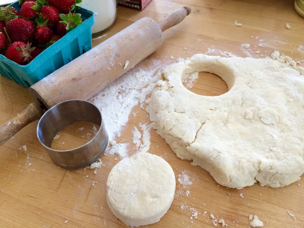 These flaky buttermilk biscuits are an adaptation of a recipe in "Heartlandia," by Adam and Jackie Sappington. (Kathy Gunst for Here &amp; Now)
