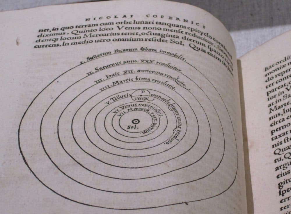 Nicolaus Copernicus' &quot;De revolutionibus&quot; (1543) showing his diagram of the heliocentric model of the solar system. (Lara Eakins/Flickr)