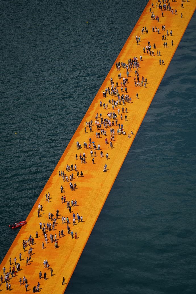 &quot;The Floating Piers,&quot; by Christo and Jeanne-Claude, Lake Iseo, Italy, 2016. (Wolfgang Volz/Christo)